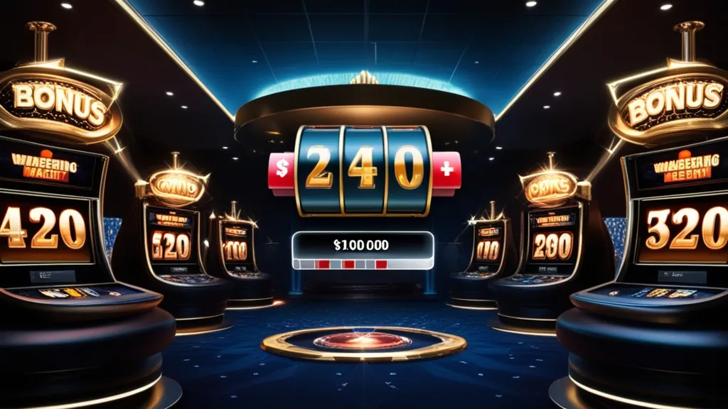 Μετρητής wagering πάνω από μπόνους σε σκοτεινό καζίνο με νεον εφέ